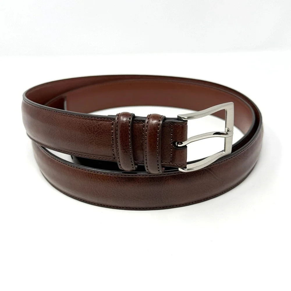Perry Ellis Portfolio HC Milled Leather Belt Mens Size 48 Brown Big Tall NWT